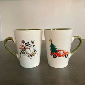Eddie Bauer Home Snowman Sledding Truck Santa Tree Holiday Christmas Mug Cup